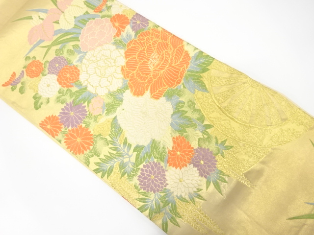 JAPANESE FUKURO OBI / WOVEN FLORAL CART